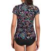 imageHolipick Two Piece Short Sleeved Rash Guard Cap Sleeve Bathing Suit Zipper Swimsuit Bulid in Bra Swim Shirt WomenColorful Paisley