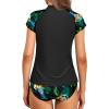 imageHolipick Two Piece Short Sleeved Rash Guard Cap Sleeve Bathing Suit Zipper Swimsuit Bulid in Bra Swim Shirt WomenPineapple