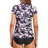 imageHolipick Two Piece Short Sleeved Rash Guard Cap Sleeve Bathing Suit Zipper Swimsuit Bulid in Bra Swim Shirt WomenPurple Floral