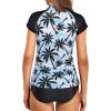 imageHolipick Two Piece Short Sleeved Rash Guard Cap Sleeve Bathing Suit Zipper Swimsuit Bulid in Bra Swim Shirt WomenWhite Palm Tree