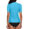 imageHolipick Two Piece Women Short Sleeve Rash Guard Swimsuit UPF50 Swim Shirt Bathing Suit with Bikini Bottom for Teen GirlsAqua Blue