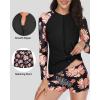 imageHolipick Women 2 Piece Long Sleeve Rash Guard Swimsuit Sun Protection Bathing Suit Zip up Swim Shirt with ShortsBlack Floral Print