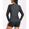 imageHolipick Women 2 Piece Long Sleeve Rash Guard Swimsuit Sun Protection Bathing Suit Zip up Swim Shirt with ShortsBlack Grey