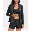 imageHolipick Women 2 Piece Long Sleeve Rash Guard Swimsuit Sun Protection Bathing Suit Zip up Swim Shirt with ShortsBlack Grey
