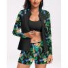 imageHolipick Women 2 Piece Long Sleeve Rash Guard Swimsuit Sun Protection Bathing Suit Zip up Swim Shirt with ShortsBlack Pineapple