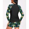 imageHolipick Women 2 Piece Long Sleeve Rash Guard Swimsuit Sun Protection Bathing Suit Zip up Swim Shirt with ShortsBlack Pineapple