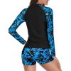 imageHolipick Women 2 Piece Long Sleeve Rash Guard Swimsuit Sun Protection Bathing Suit Zip up Swim Shirt with ShortsBlack and Leaves
