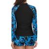 imageHolipick Women 2 Piece Long Sleeve Rash Guard Swimsuit Sun Protection Bathing Suit Zip up Swim Shirt with ShortsBlack and Leaves