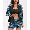 imageHolipick Women 2 Piece Long Sleeve Rash Guard Swimsuit Sun Protection Bathing Suit Zip up Swim Shirt with ShortsBlue Floral