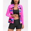 imageHolipick Women 2 Piece Long Sleeve Rash Guard Swimsuit Sun Protection Bathing Suit Zip up Swim Shirt with ShortsPink Coconut Tree