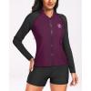 imageHolipick Women 2 Piece Long Sleeve Rash Guard Swimsuit Sun Protection Bathing Suit Zip up Swim Shirt with ShortsPurple