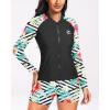 imageHolipick Women 2 Piece Long Sleeve Rash Guard Swimsuit Sun Protection Bathing Suit Zip up Swim Shirt with ShortsRed Floral