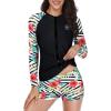 imageHolipick Women 2 Piece Long Sleeve Rash Guard Swimsuit Sun Protection Bathing Suit Zip up Swim Shirt with ShortsRed Floral