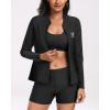 imageHolipick Women 2 Piece Long Sleeve Rash Guard Swimsuit Sun Protection Bathing Suit Zip up Swim Shirt with ShortsSolid Black