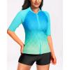 imageHolipick Women 2 Piece Rash Guard Short Sleeve Swimsuit with Shorts Full Zipper SPF Swim ShirtsGradient Blue
