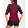 imageHolipick Women 2 Piece Rash Guard Short Sleeve Swimsuit with Shorts Full Zipper SPF Swim ShirtsShort Sleeve Purple