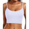 imageHolipick Women Bikini Crop Top Ribbed Swimsuit Sport Bra Swim Top Modest Bathing Suit Tank Top No BottomWhite