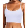 imageHolipick Women Bikini Crop Top Ribbed Swimsuit Sport Bra Swim Top Modest Bathing Suit Tank Top No BottomWhite