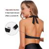 imageHolipick Women Halter Bikini Tops Push Up Bathing Suit Top V Neck Full Coverage Swimsuit Top OnlyBlack