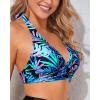 imageHolipick Women Halter Bikini Tops Push Up Bathing Suit Top V Neck Full Coverage Swimsuit Top OnlyBlack Colorful Leaves