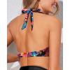 imageHolipick Women Halter Bikini Tops Push Up Bathing Suit Top V Neck Full Coverage Swimsuit Top OnlyBlack Red Floral