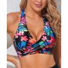 imageHolipick Women Halter Bikini Tops Push Up Bathing Suit Top V Neck Full Coverage Swimsuit Top OnlyBlack Red Floral