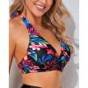 imageHolipick Women Halter Bikini Tops Push Up Bathing Suit Top V Neck Full Coverage Swimsuit Top OnlyBlack Red Floral