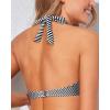 imageHolipick Women Halter Bikini Tops Push Up Bathing Suit Top V Neck Full Coverage Swimsuit Top OnlyBlack Stripe