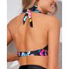 imageHolipick Women Halter Bikini Tops Push Up Bathing Suit Top V Neck Full Coverage Swimsuit Top OnlyColorful Floral