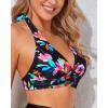 imageHolipick Women Halter Bikini Tops Push Up Bathing Suit Top V Neck Full Coverage Swimsuit Top OnlyColorful Floral