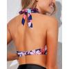 imageHolipick Women Halter Bikini Tops Push Up Bathing Suit Top V Neck Full Coverage Swimsuit Top OnlyColorful Leaves