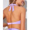 imageHolipick Women Halter Bikini Tops Push Up Bathing Suit Top V Neck Full Coverage Swimsuit Top OnlyLavender