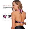 imageHolipick Women Halter Bikini Tops Push Up Bathing Suit Top V Neck Full Coverage Swimsuit Top OnlyPink Floral