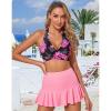 imageHolipick Women Halter Bikini Tops Push Up Bathing Suit Top V Neck Full Coverage Swimsuit Top OnlyPink Floral