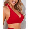 imageHolipick Women Halter Bikini Tops Push Up Bathing Suit Top V Neck Full Coverage Swimsuit Top OnlyRed