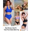 imageHolipick Women Halter Bikini Tops Push Up Bathing Suit Top V Neck Full Coverage Swimsuit Top OnlyRoyal Blue