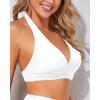 imageHolipick Women Halter Bikini Tops Push Up Bathing Suit Top V Neck Full Coverage Swimsuit Top OnlyWhite