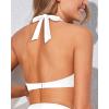 imageHolipick Women Halter Bikini Tops Push Up Bathing Suit Top V Neck Full Coverage Swimsuit Top OnlyWhite