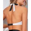imageHolipick Women Halter Bikini Tops Push Up Bathing Suit Top V Neck Full Coverage Swimsuit Top OnlyWhite and Black