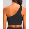 imageHolipick Women One Shoulder Bikini Tops Only Bathing Suit Top Sports Bra Swim Tops Longline Crop Top for Teen GirlsBlack