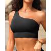imageHolipick Women One Shoulder Bikini Tops Only Bathing Suit Top Sports Bra Swim Tops Longline Crop Top for Teen GirlsBlack