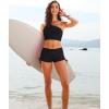 imageHolipick Women One Shoulder Bikini Tops Only Bathing Suit Top Sports Bra Swim Tops Longline Crop Top for Teen GirlsBlack