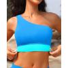 imageHolipick Women One Shoulder Bikini Tops Only Bathing Suit Top Sports Bra Swim Tops Longline Crop Top for Teen GirlsBlue Green
