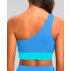 imageHolipick Women One Shoulder Bikini Tops Only Bathing Suit Top Sports Bra Swim Tops Longline Crop Top for Teen GirlsBlue Green