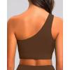 imageHolipick Women One Shoulder Bikini Tops Only Bathing Suit Top Sports Bra Swim Tops Longline Crop Top for Teen GirlsBrown