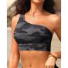 imageHolipick Women One Shoulder Bikini Tops Only Bathing Suit Top Sports Bra Swim Tops Longline Crop Top for Teen GirlsCamo