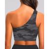 imageHolipick Women One Shoulder Bikini Tops Only Bathing Suit Top Sports Bra Swim Tops Longline Crop Top for Teen GirlsCamo