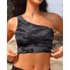 imageHolipick Women One Shoulder Bikini Tops Only Bathing Suit Top Sports Bra Swim Tops Longline Crop Top for Teen GirlsCamo