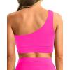 imageHolipick Women One Shoulder Bikini Tops Only Bathing Suit Top Sports Bra Swim Tops Longline Crop Top for Teen GirlsHot Pink