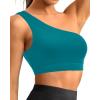 imageHolipick Women One Shoulder Bikini Tops Only Bathing Suit Top Sports Bra Swim Tops Longline Crop Top for Teen GirlsTeal 1